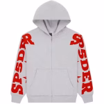 Sp5der MX555 Zip Hoodie Heather Grey