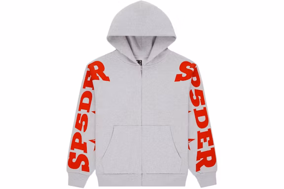 Sp5der MX555 Zip Hoodie Heather Grey