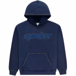 Sp5der Punk V3 Studded Hoodie Blue