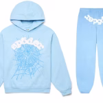 Sp5der White Printed– Sky Blue Tracksuit