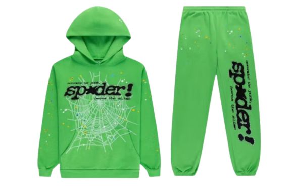Sp5der Punk V2 Rhinestone Tracksuit Bright Green